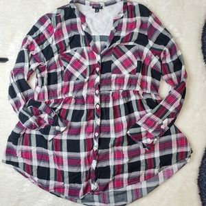 Torrid pink & black button down L/XL